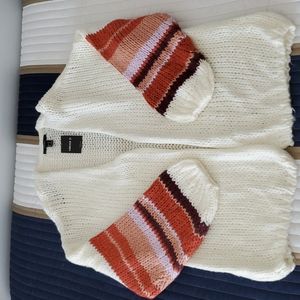 Sweater, Forever 21 size Large. white with earth tone colors on sleeves. New
